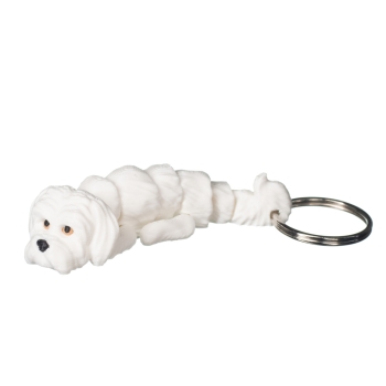 Brelok 3D Maltańczyk biały – brelok do kluczy pies, druk 3D